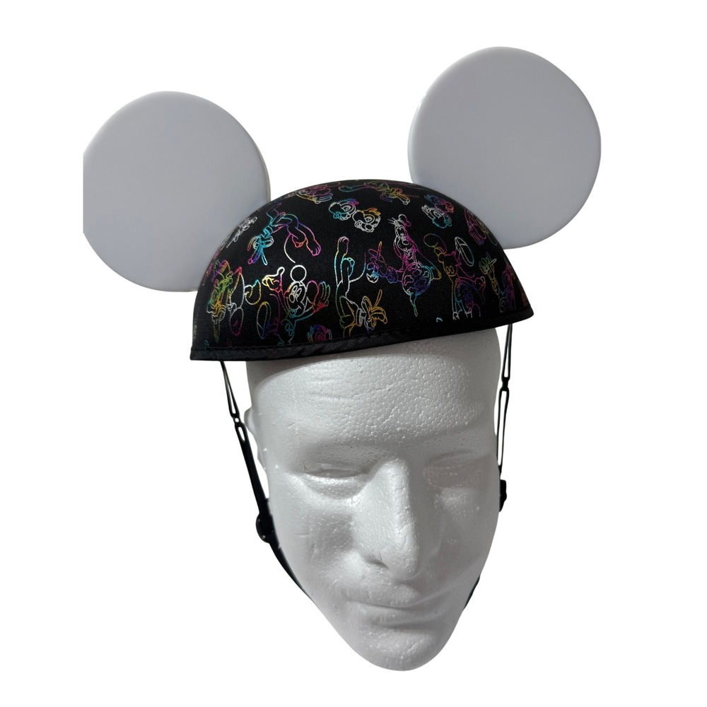 Disney Parks Glow With The Show Mickey Mouse Ear Hat Rainbow Foil Adult Black‎